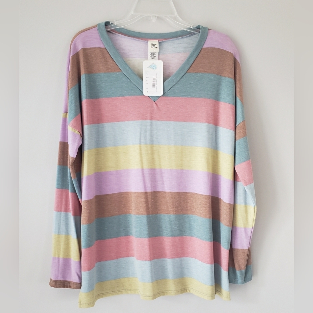 NWT Sew In Love Multi-Colored Striped Top - Size Large